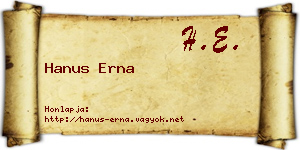 Hanus Erna névjegykártya